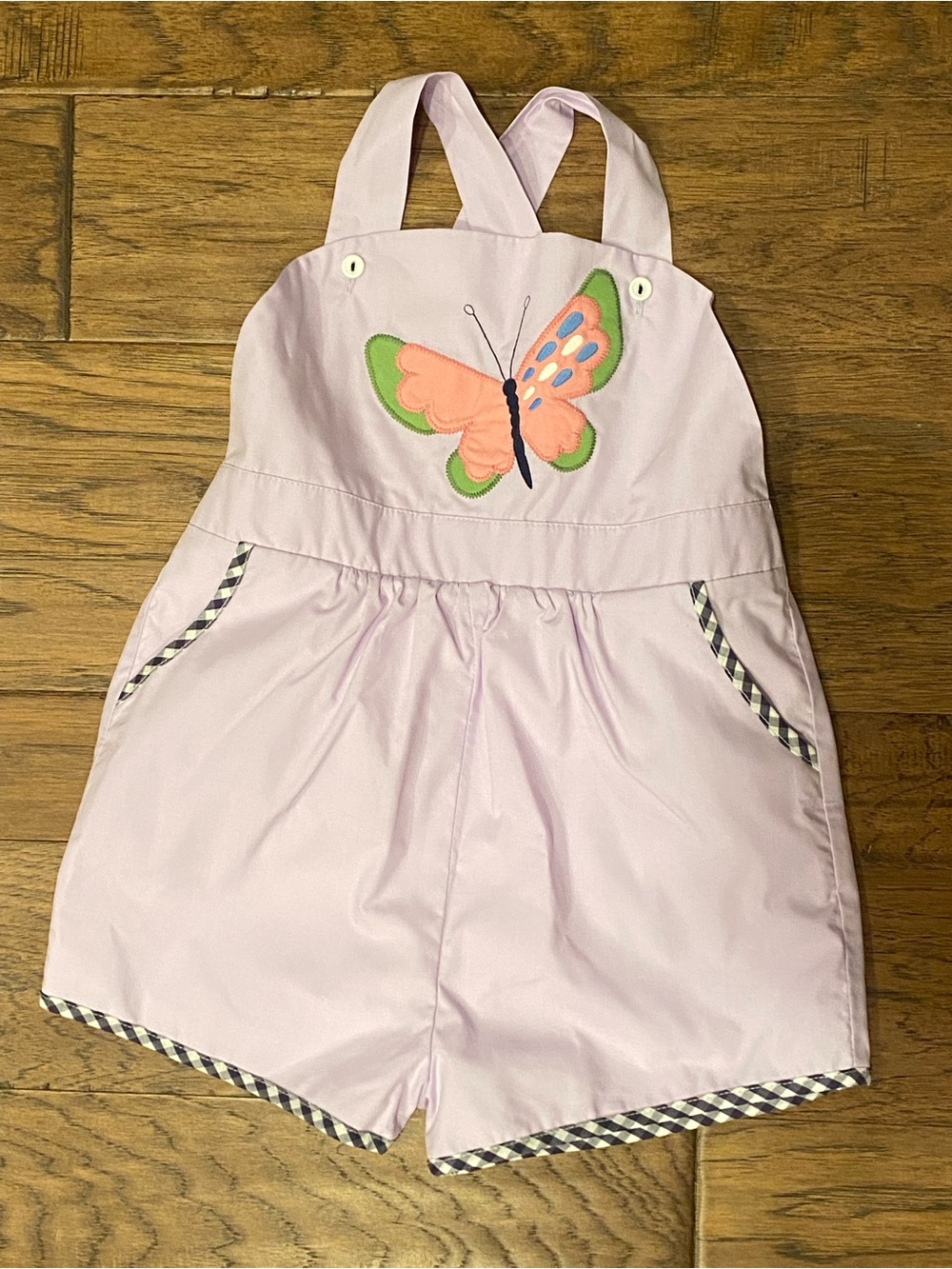 The Beaufort Bonnet Company Ruthie Butterfly Appliqué Romper - lavender
